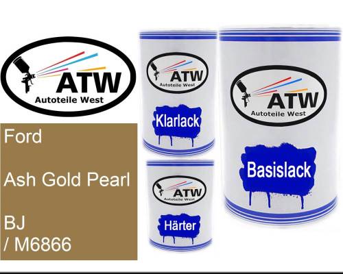 Ford, Ash Gold Pearl, BJ / M6866: 500ml Lackdose + 500ml Klarlack + 250ml Härter - Set, von ATW Autoteile West.